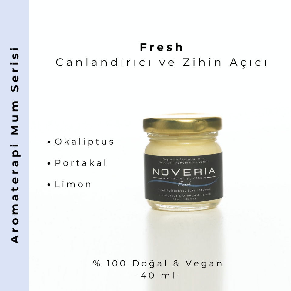 Fresh – Okaliptüs, Portakal & Limon Aromaterapi Soya Mum | Doğal, Vegan 40 ml